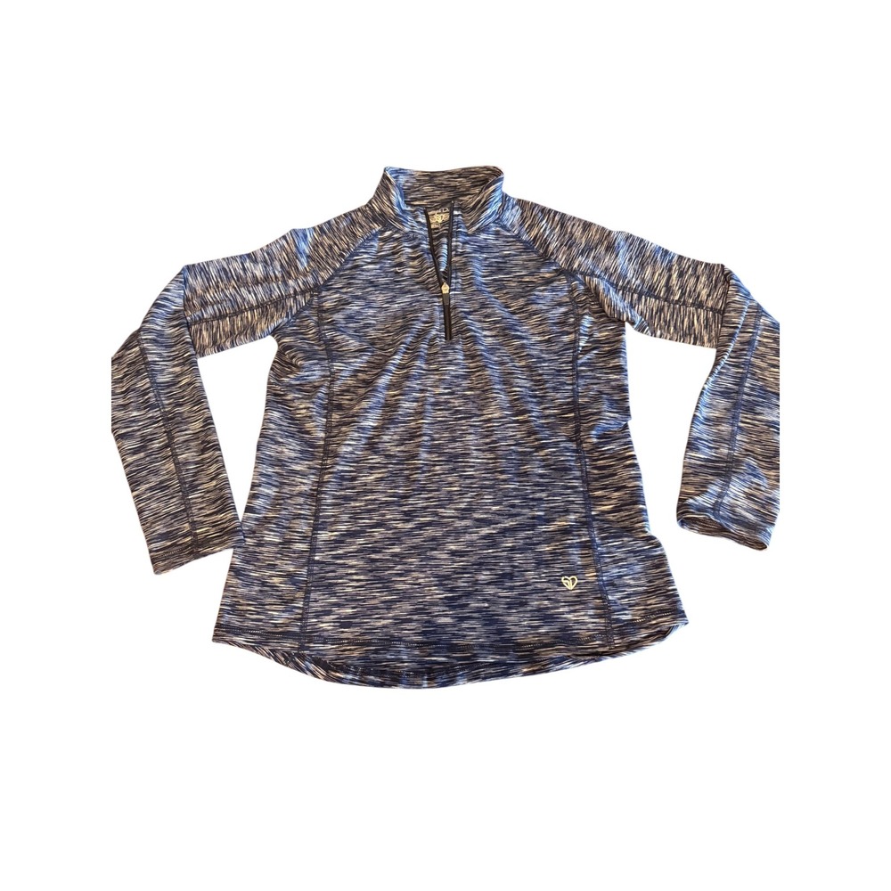 Straight Down Womens Pullover Top Medium Blue White Space Dye Quarter Zip